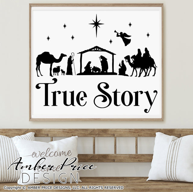 True Story SVG | Christmas Nativity SVG PNG DXF | Christian Christmas SVGs SVG Amber Price Design 