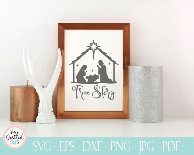 True story svg, nativity scene svg, religious svg, Winter svg, Christmas y'all svg, Svg files for Cricut, dxf eps png, Silhouette and Cricut SVG MyDesiredSVG 