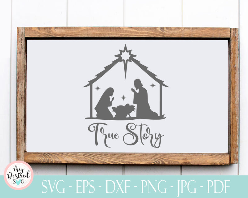 True story svg, nativity scene svg - So Fontsy