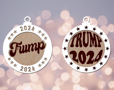 Trump 2024 Christmas Ornaments Laser SVG Bundle - 8 Designs SVG HappyDesignStudio 