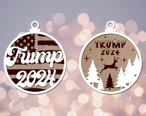 Trump 2024 Christmas Ornaments Laser SVG Bundle - 8 Designs SVG HappyDesignStudio 