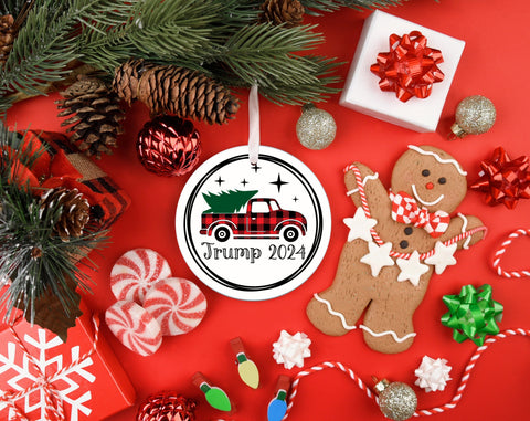 Trump 2024 Christmas Ornaments SVG Bundle, 6 Designs, Merry Christmas And Trump 2024 SVG, Trump 2024 Ornament PNG SVG HappyDesignStudio 