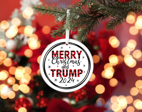 Trump 2024 Christmas Ornaments SVG Bundle, 6 Designs, Merry Christmas And Trump 2024 SVG, Trump 2024 Ornament PNG SVG HappyDesignStudio 
