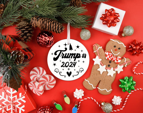 Trump 2024 Christmas Ornaments SVG Bundle, 6 Designs, Merry Christmas And Trump 2024 SVG, Trump 2024 Ornament PNG SVG HappyDesignStudio 