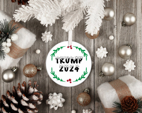 Trump 2024 Christmas Ornaments SVG Bundle, 6 Designs, Merry Christmas And Trump 2024 SVG, Trump 2024 Ornament PNG SVG HappyDesignStudio 