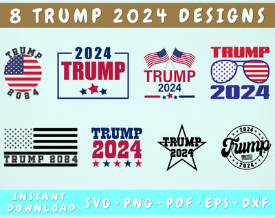 Trump 2024 SVG Bundle, Trump 2024 Cut Files For Cricut, Silhouette, Trump 2024 PNG SVG HappyDesignStudio 