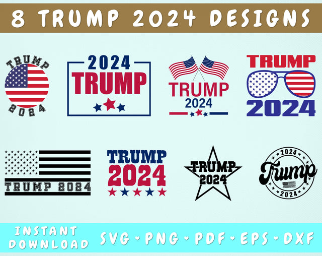Trump 2024 SVG Bundle, Trump 2024 Cut Files For Cricut, Silhouette, Trump 2024 PNG SVG HappyDesignStudio 