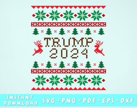 Trump 2024 Ugly Christmas Sweater SVG SVG HappyDesignStudio 