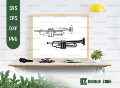 Trumpet SVG Bundle, Trumpet Silhouette, Horn Trumpet Svg, French Horn Svg, Standard Trumpet Svg, Trombone Svg, Jazz Svg, SVG Unique Zone 