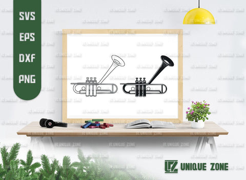Trumpet SVG Bundle, Trumpet Silhouette, Horn Trumpet Svg, French Horn Svg, Standard Trumpet Svg, Trombone Svg, Jazz Svg, SVG Unique Zone 