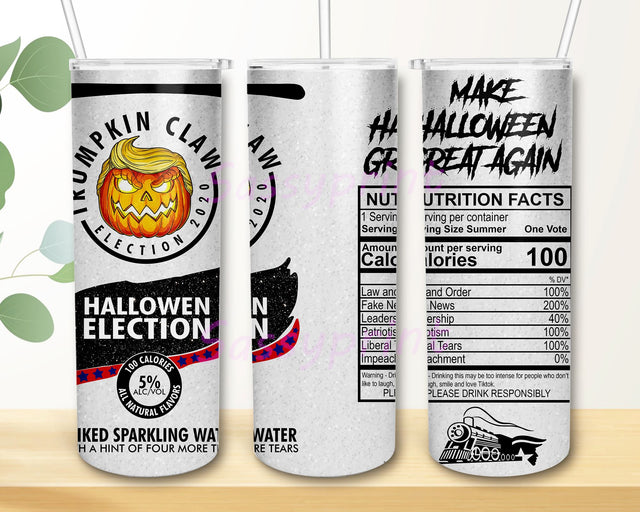 Trumpkin Claw Skinny Tumbler Png, Make Halloween Great Agian 20 oz Skinny Tumbler Sublimation Designs Sublimation sassyprint 
