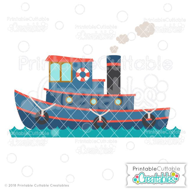 Tugboat SVG Printable Cuttable Creatables 