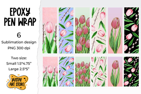 Tulip flowers epoxy pen wrap sublimation design Sublimation Yustaf Art Store 