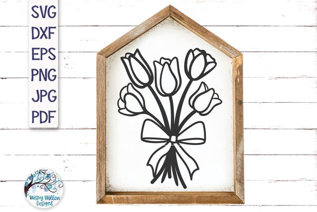 Tulip Flowers with Ribbon Svg SVG Wispy Willow Designs 