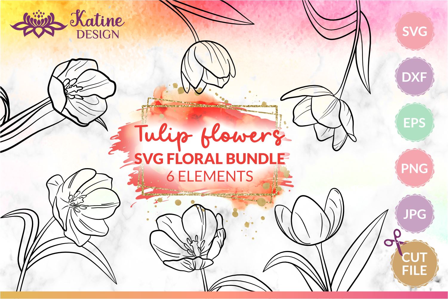 Tulip Flower Flowers Spring Mini Monogram Add on Machine Embroidery Design