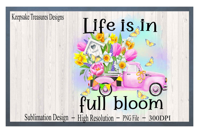 Tulip Truck Digital Design Download, Flower Vintage Truck, Watercolor Background, PNG Sublimation Design, Digital Download Sublimation Keepsake Treasures Designs LLC. 
