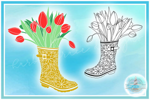 Tulips In Rain Boot Mandala SVG SVG SVGcraze 