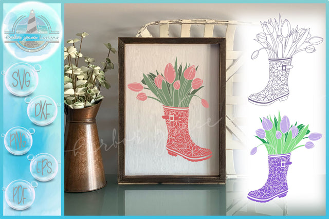 Tulips In Rain Boot Mandala SVG SVG SVGcraze 