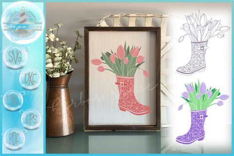 Tulips In Rain Boot Mandala SVG SVG SVGcraze 