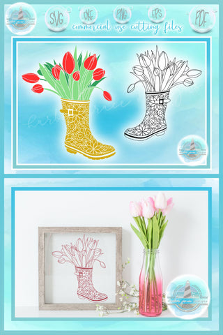 Tulips In Rain Boot Mandala SVG SVG SVGcraze 