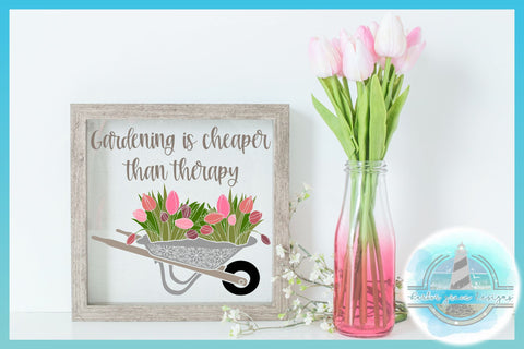 Tulips In Wheelbarrow Mandala Gardening Quote SVG SVG Harbor Grace Designs 