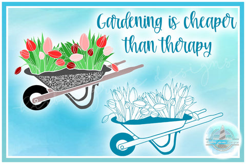 Tulips In Wheelbarrow Mandala Gardening Quote SVG SVG Harbor Grace Designs 