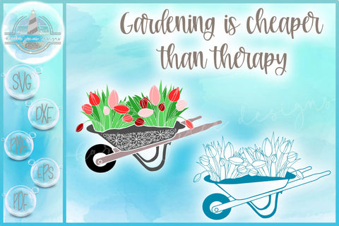 Tulips In Wheelbarrow Mandala Gardening Quote SVG SVG Harbor Grace Designs 