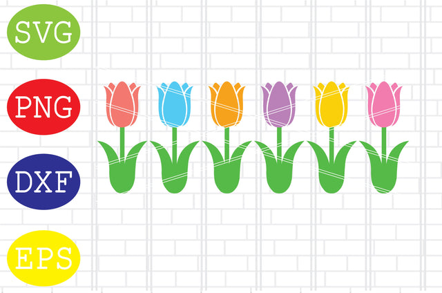 Tulips Svg, Spring Flower Svg, Spring in Tulips Svg, Welcome Spring Svg, Png, Eps, Dxf Files SVG DigitalSvgFiles 