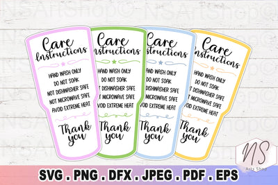 Tumber care card svg, Tumbler care card for instructions svg, Tumbler cricut files, tumbler files for cricut, printable tumbler silhouette SVG NS Arts Shop 
