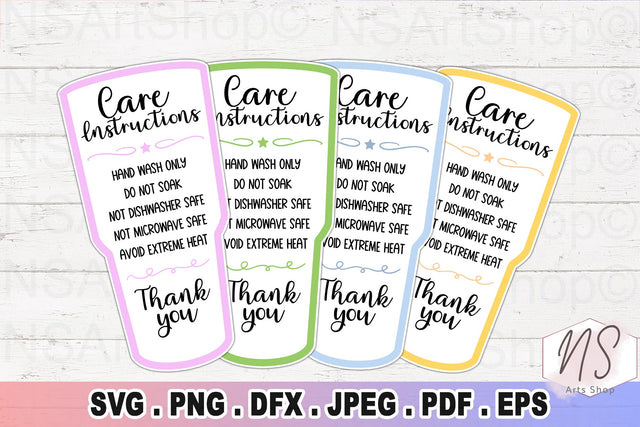 Tumber care card svg, Tumbler care card for instructions svg, Tumbler cricut files, tumbler files for cricut, printable tumbler silhouette SVG NS Arts Shop 