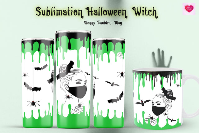 Tumbler And Mug Sublimation Halloween Witch. Dripping Blood Sublimation Kseniia designer 