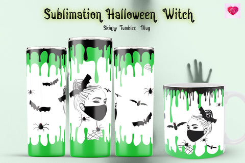 Tumbler And Mug Sublimation Halloween Witch. Dripping Blood Sublimation Kseniia designer 