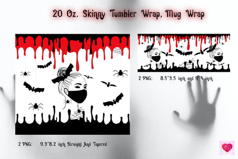 Tumbler And Mug Sublimation Halloween Witch. Dripping Blood Sublimation Kseniia designer 