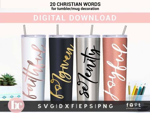 Tumbler bundle - Christian words cut files SVG TheBlackCatPrints 