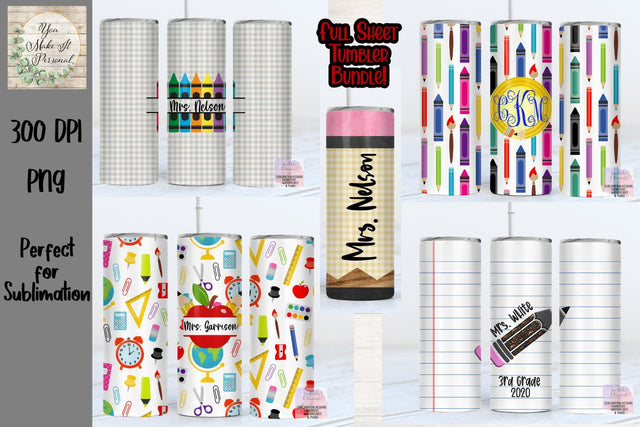 Tumbler Bundle, Teacher Designs, Perfect for Sublimation Sublimation You Make It Personal 