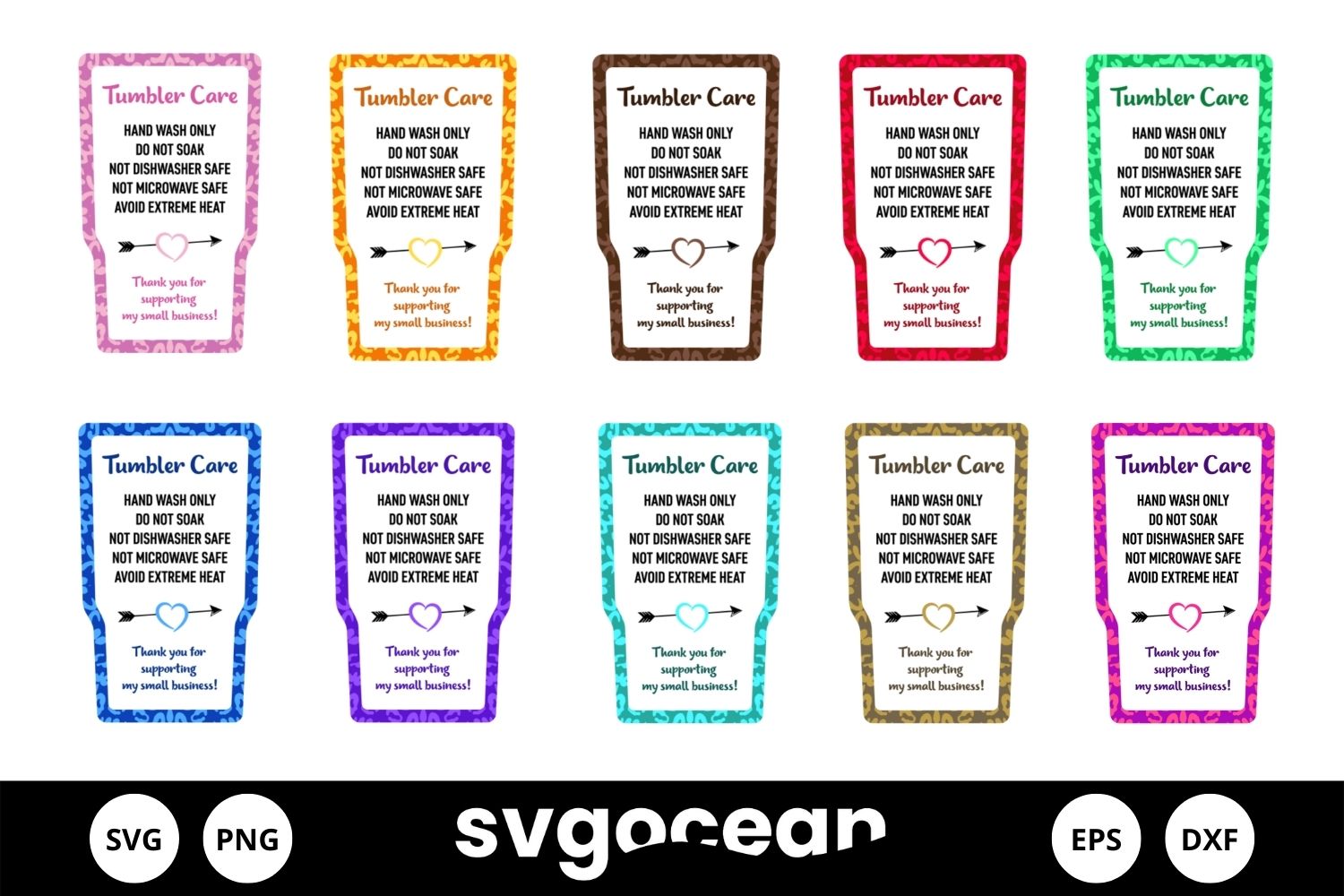 Round cup care instruction cards. Tumbler care card SVG sticker - So Fontsy