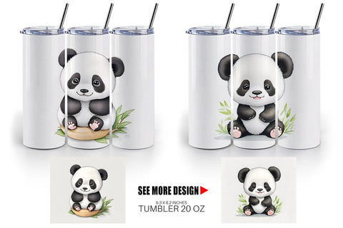 Panda Tumbler PNG Sublimation, Cute Tumbler Png - So Fontsy