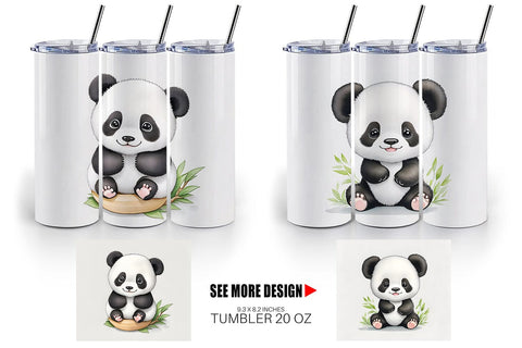 Cute Baby Panda 20 Oz Skinny Tumbler