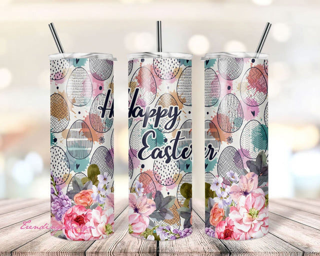 Tumbler Design Happy Easter PNG Sublimation Tumbler 20oz Easter Bunny Tumbler Easter Eggs Sublimation Design Easter Tumbler Bundle PNG Sublimation TrendingDesign 