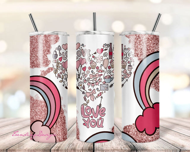 Tumbler Design Valentines Day PNG Sublimation Tumbler 20oz Love You Tumbler PNG Tumbler Sublimation Design Love You Glitter PNG Tumbler Sublimation TrendingDesign 
