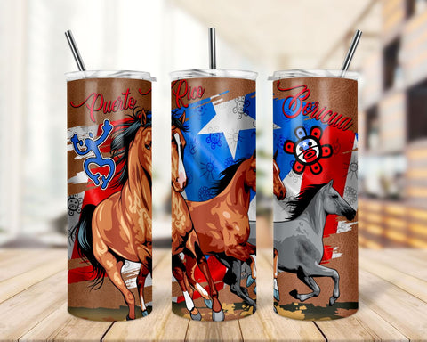 Tumbler Skinny 20oz Puerto Rico, Flag, Horses Desings download. Sublimation TrendingDesign 