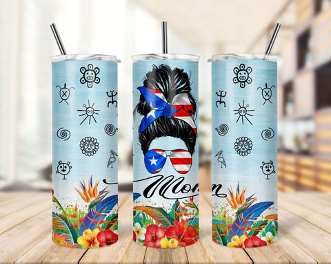 Tumbler Skinny 20oz Puerto Rico Flag, Mom Desings download. Pack PNG File Sublimation TrendingDesign 