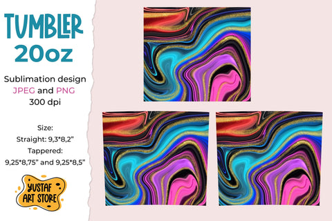 Tumbler sublimation 20 oz. Neon colors marble tumbler wrap Sublimation Yustaf Art Store 