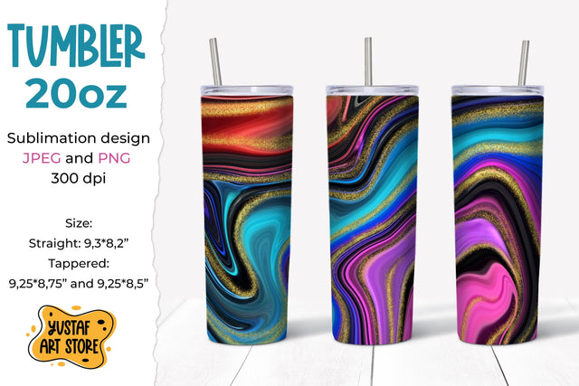 Tumbler sublimation 20 oz. Neon colors marble tumbler wrap Sublimation Yustaf Art Store 