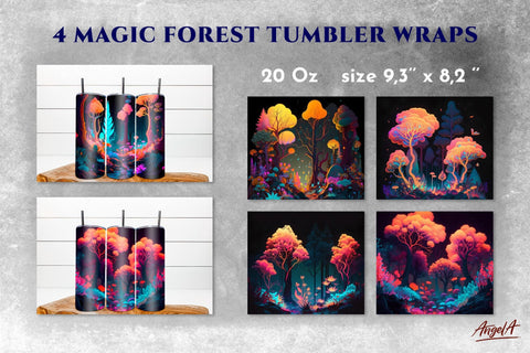 Tumbler sublimation bundle. Forest background. Neon tumbler Sublimation Angelina Semenova 
