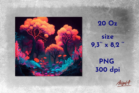 Tumbler sublimation bundle. Forest background. Neon tumbler Sublimation Angelina Semenova 