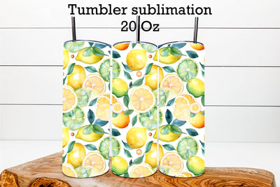 Tumbler sublimation design with lemon | Fruit tumbler PNG Sublimation Svetana Studio 