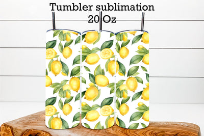 Tumbler sublimation design with lemon | Fruit tumbler Sublimation Svetana Studio 