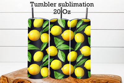 Tumbler sublimation design with lemon | Fruit tumbler wrap Sublimation Svetana Studio 