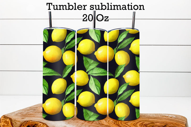 Tumbler sublimation design with lemon | Fruit tumbler wrap Sublimation Svetana Studio 